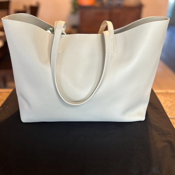 NEW YVES SAINT LAURENT EAST WEST TOTE BAG AND POUCH SOFT CREMA - Picture 9 of 14